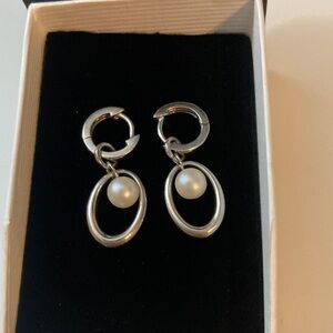 Elegant Silver and Pearl Hoop Earrings